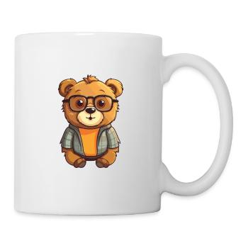 Bear Wearing Glasses Cartoon Kawaii Illustration - Mug - white - Right