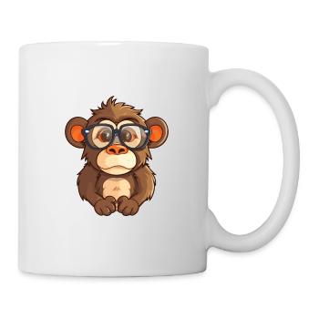 Babouin portant des lunettes Dessin animé Kawaii Illustration - Mug blanc - blanc - Droite