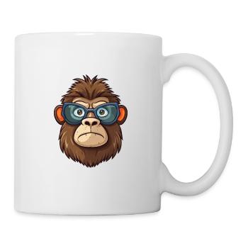 Baboon Wearing Glasses Cartoon Kawaii Illustration - Mug - white - Right