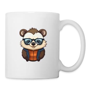 blaireau portant des lunettes dessin animé kawaii illustration - Mug blanc - blanc - Droite