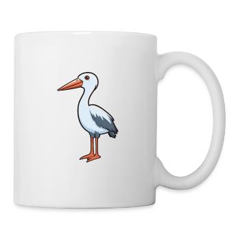 Stork Cartoon Kawaii Aquarelle Illustration - Mug blanc - blanc - Droite