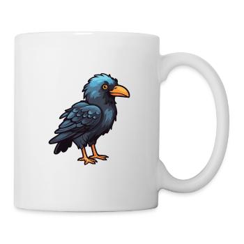 Raven Cartoon Kawaii Watercolor Illustration - Mug - white - Right