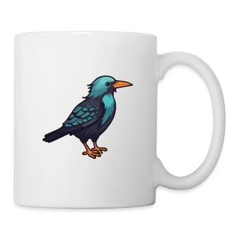 Starenkarikatur Kawaii Aquarellillustration - Tasse - Weiß - Rechts