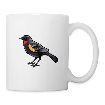 Red Winged Blackbird Cartoon Kawaii Illustration - Mug - white - Right