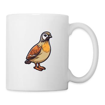 Quail Cartoon Kawaii Watercolor Illustration - Mug - white - Right