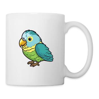 Sittich-Karikatur-Kawaii-Aquarell-Illustration - Tasse - Weiß - Rechts