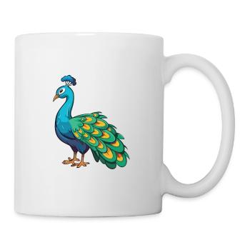 Peacock Cartoon Kawaii Aquarelle Illustration - Mug blanc - blanc - Droite