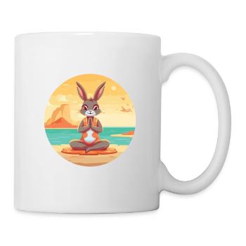 Kaninchen Cartoon Yoga Strand Sommer Illustration - Tasse - Weiß - Rechts