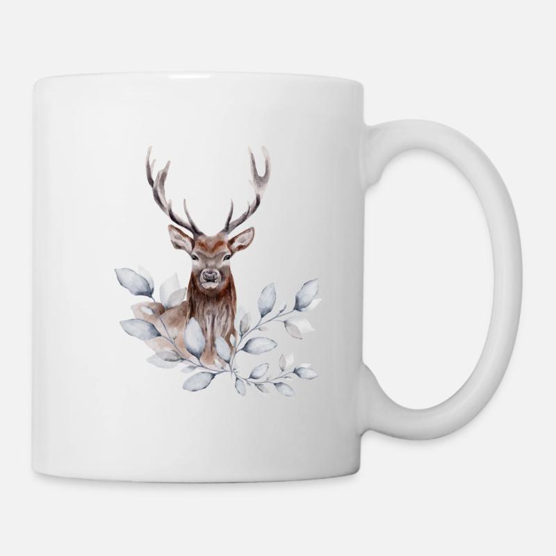 Rentier im Winter - Tasse - Weiß