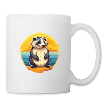 Blaireau Drôle de dessin animé Kawaii Beach Illustration - Mug blanc - blanc - Droite