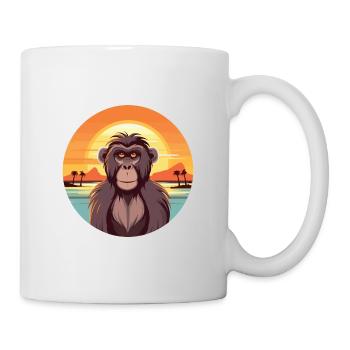 Baboon Funny Cartoon Kawaii Beach Illustration - Mug - white - Right