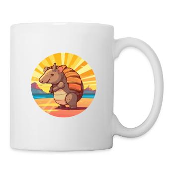 Armadillo Funny Cartoon Kawaii Beach Illustration - Mug - white - Right