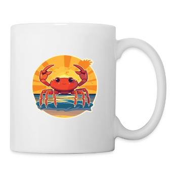 Crab Funny Cartoon Kawaii Beach Illustration - Mug - white - Right
