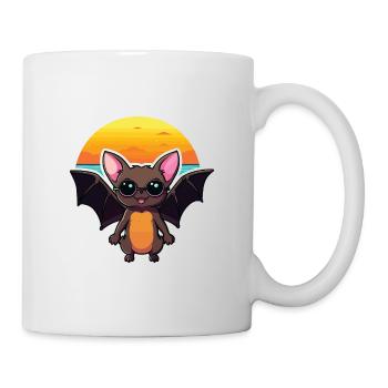 Bat Funny Cartoon Kawaii Beach Illustration - Mug - white - Right