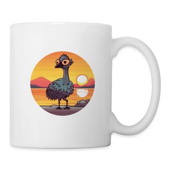 Emu Funny Cartoon Kawaii Beach Illustration - Mug - white - Right