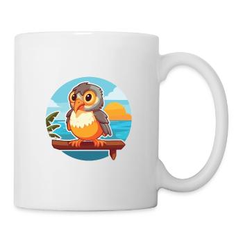 Cuckoo Funny Cartoon Kawaii Beach Illustration - Mug - white - Right