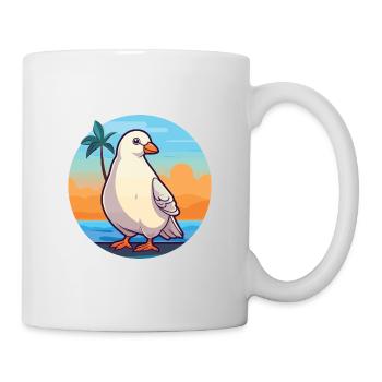 Dove Funny Cartoon Kawaii Beach Illustration - Mug blanc - blanc - Droite
