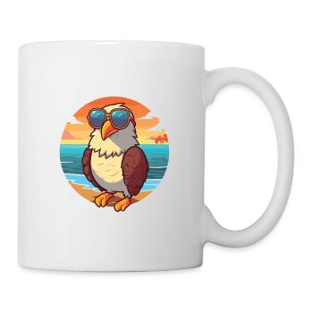 Adler Lustige Karikatur Kawaii Strand Illustration - Tasse - Weiß - Rechts
