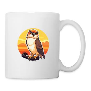 Falcon Funny Cartoon Kawaii Beach Illustration - Mug - white - Right