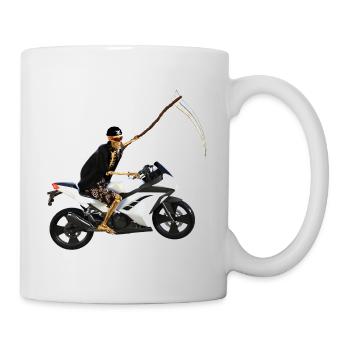 Sensenmann steigt um auf´s Motorrad - Tasse - Weiß - Rechts