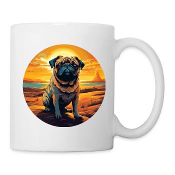 Pug in the desert at sunset - Mug - white - Right