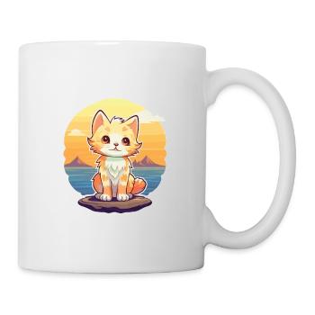 Chaton Drôle de dessin animé Kawaii Beach Illustration - Mug blanc - blanc - Droite