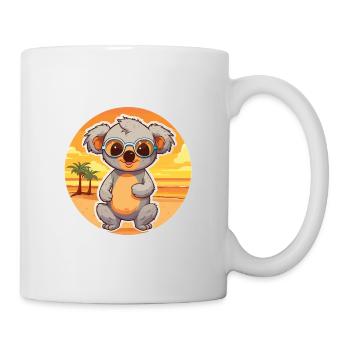 Koala Funny Cartoon Kawaii Beach Illustration - Mug - white - Right