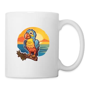 Papagei Lustige Karikatur Kawaii Strand Illustration - Tasse - Weiß - Rechts