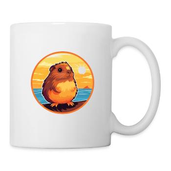 Cochon d’Inde Drôle de dessin animé Kawaii Beach Illustration - Mug blanc - blanc - Droite