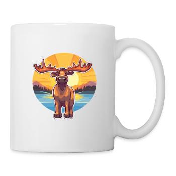 Elch lustige Karikatur Kawaii Strand Illustration - Tasse - Weiß - Rechts