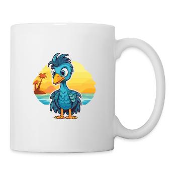 Peacock Funny Cartoon Kawaii Beach Illustration - Mug blanc - blanc - Droite