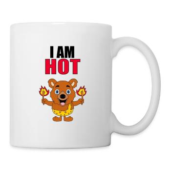 BÄR - TEDDY - TEDDYBÄR - FEUER - I AM HOT - Tasse - Weiß - Rechts