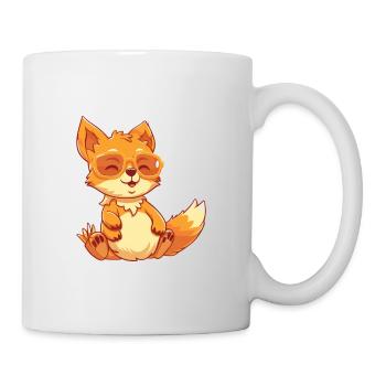Fuchs Lustige Karikatur Kawaii Strand Illustration - Tasse - Weiß - Rechts