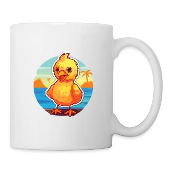 Huhn lustige Karikatur Kawaii Strand Illustration - Tasse - Weiß - Rechts