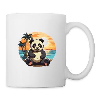 Panda Lustige Karikatur Kawaii Strand Illustration - Tasse - Weiß - Rechts