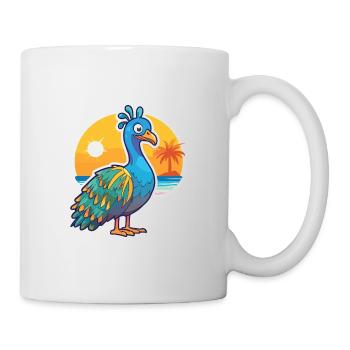 Peacock Funny Cartoon Kawaii Beach Illustration - Mug blanc - blanc - Droite