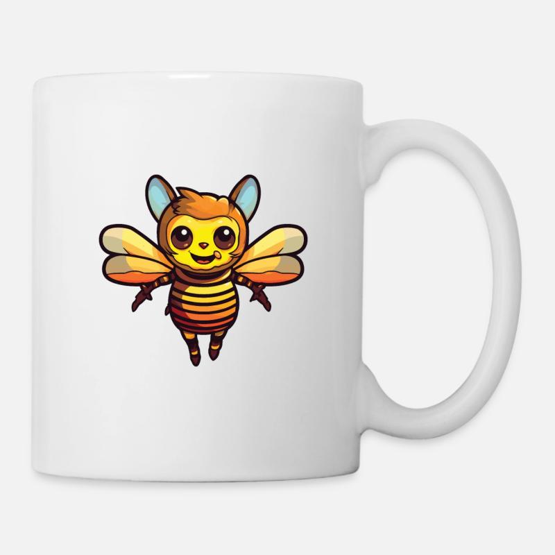 Bee Funny Cartoon Kawaii Beach Illustration - Mug blanc - blanc