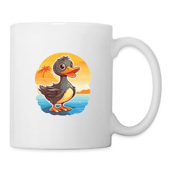 Duck Funny Cartoon Kawaii Beach Illustration - Mug - white - Right