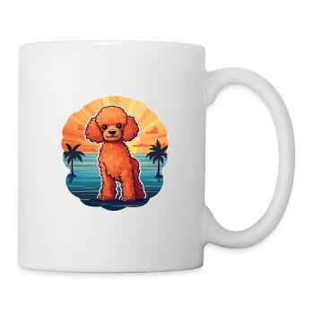 Pudel Hund Lustige Karikatur Kawaii Strand Illustration - Tasse - Weiß - Rechts