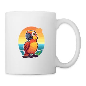 Papagei Lustige Karikatur Kawaii Strand Illustration - Tasse - Weiß - Rechts