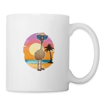 Strauß Lustige Karikatur Kawaii Strand Illustration - Tasse - Weiß - Rechts