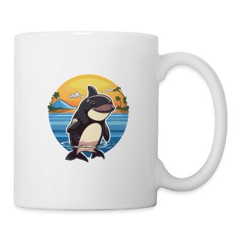 Orca Funny Cartoon Kawaii Beach Illustration - Mug - white - Right