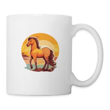 Pferd lustige Karikatur Kawaii Strand Illustration - Tasse - Weiß - Rechts
