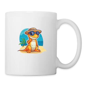 Lizard Funny Cartoon Kawaii Beach Illustration - Mug - white - Right