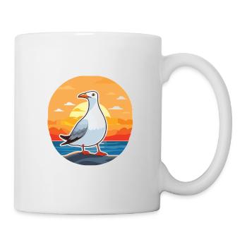 Möwe Lustige Karikatur Kawaii Strand Illustration - Tasse - Weiß - Rechts