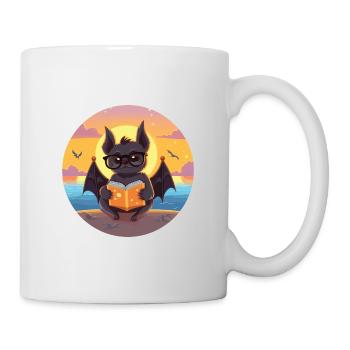 Chauve-souris mignon drôle dessin animé kawaii livre plage - Mug blanc - blanc - Droite