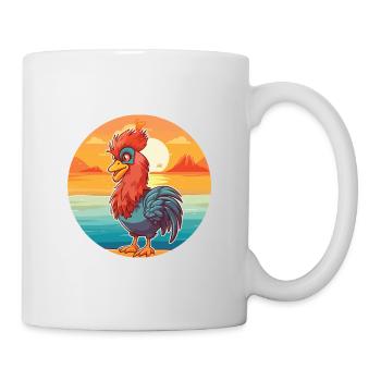 Hahn Lustige Karikatur Kawaii Strand Illustration - Tasse - Weiß - Rechts