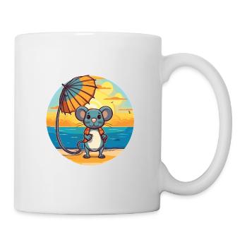 Ratte Lustige Karikatur Kawaii Strand Illustration - Tasse - Weiß - Rechts