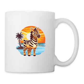 Zebra Funny Cartoon Kawaii Beach Illustration - Mug - white - Right