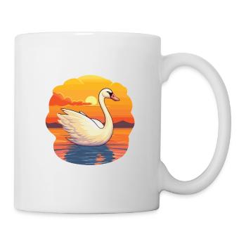 Swan Funny Cartoon Kawaii Beach Illustration - Mug - white - Right